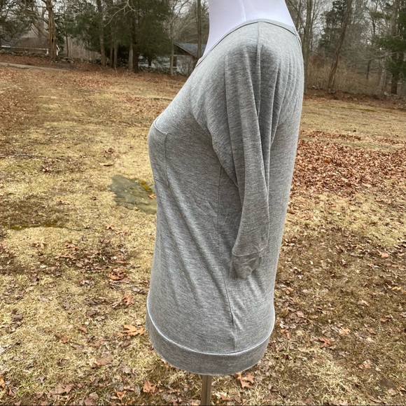 CHASER TOP TEE SHORT ELBOW SLEEVE BOAT NECK GRAY STRETCH Size XS - Picture 4 of 9